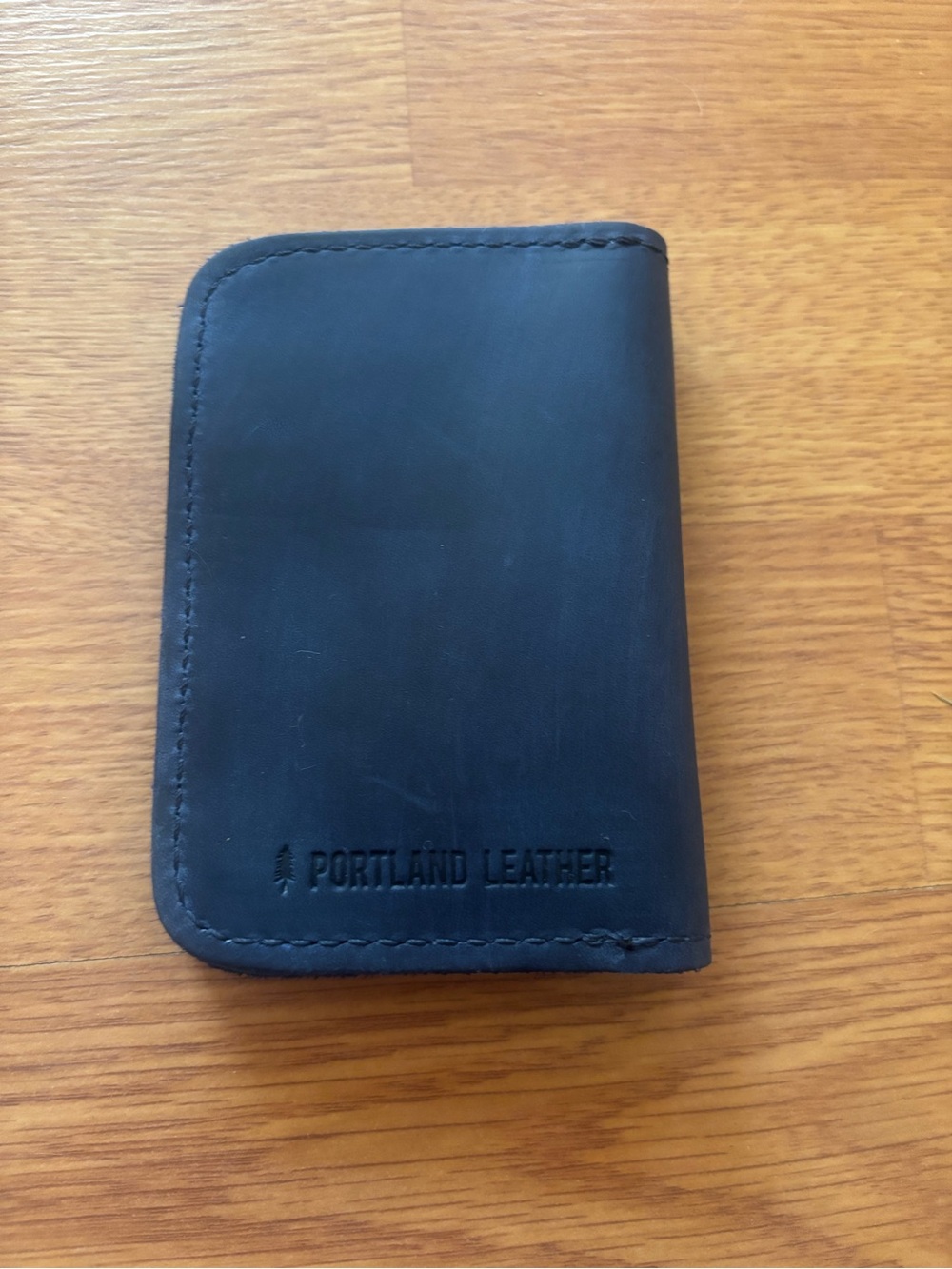 Portland Leather Goods Card Holder Wallet in deep water blue